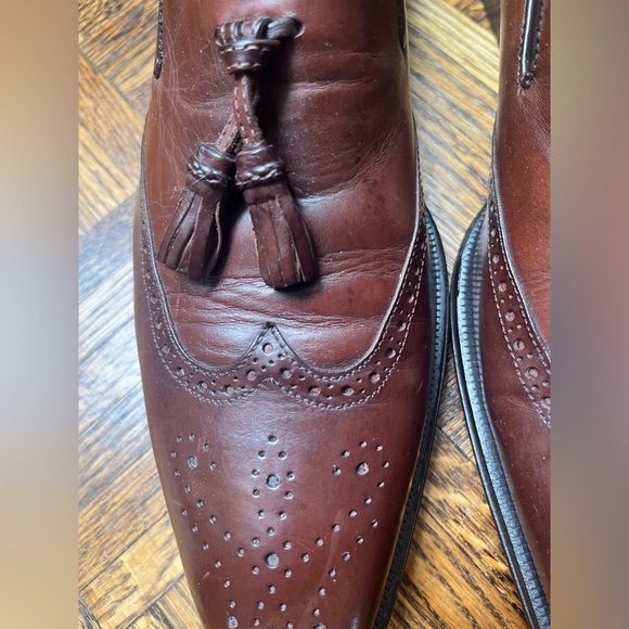 MEZLAN Mens Leather Brown Tassel Dress Shoes - Picture 3 of 9